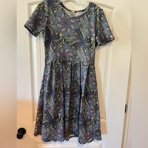 Size medium- LuLaRoe Amelia dress - multicolored, abstract paisley print